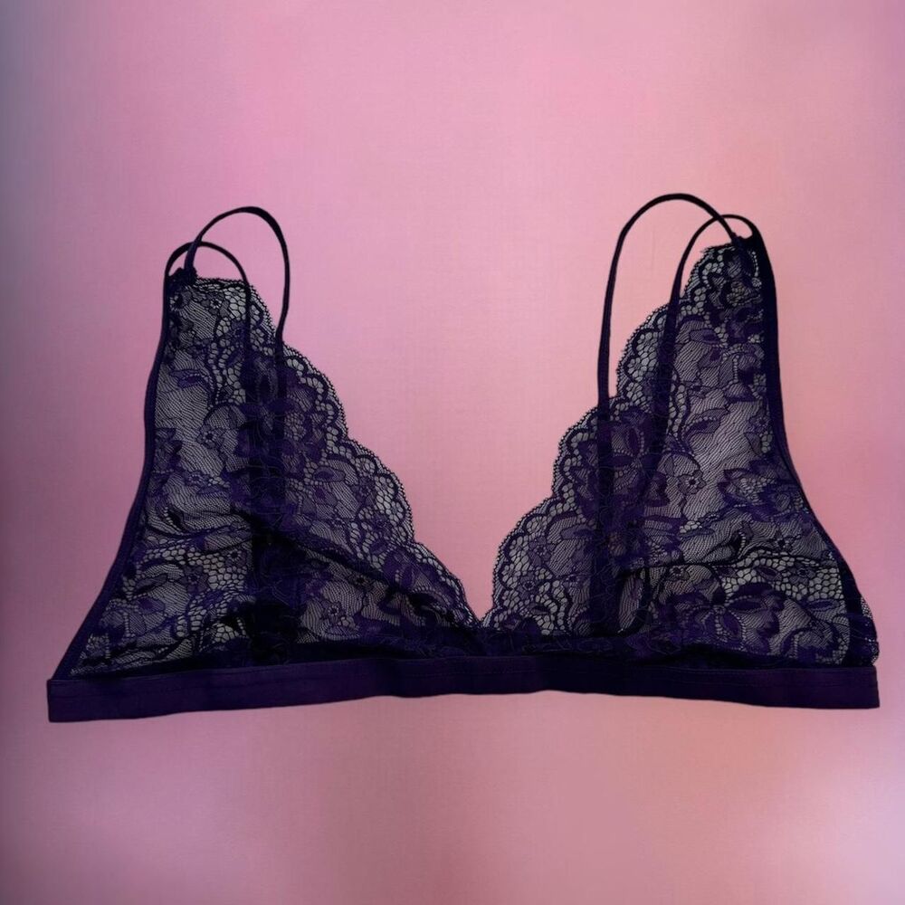 Purple sheer lace bralette with double adjustable straps💜